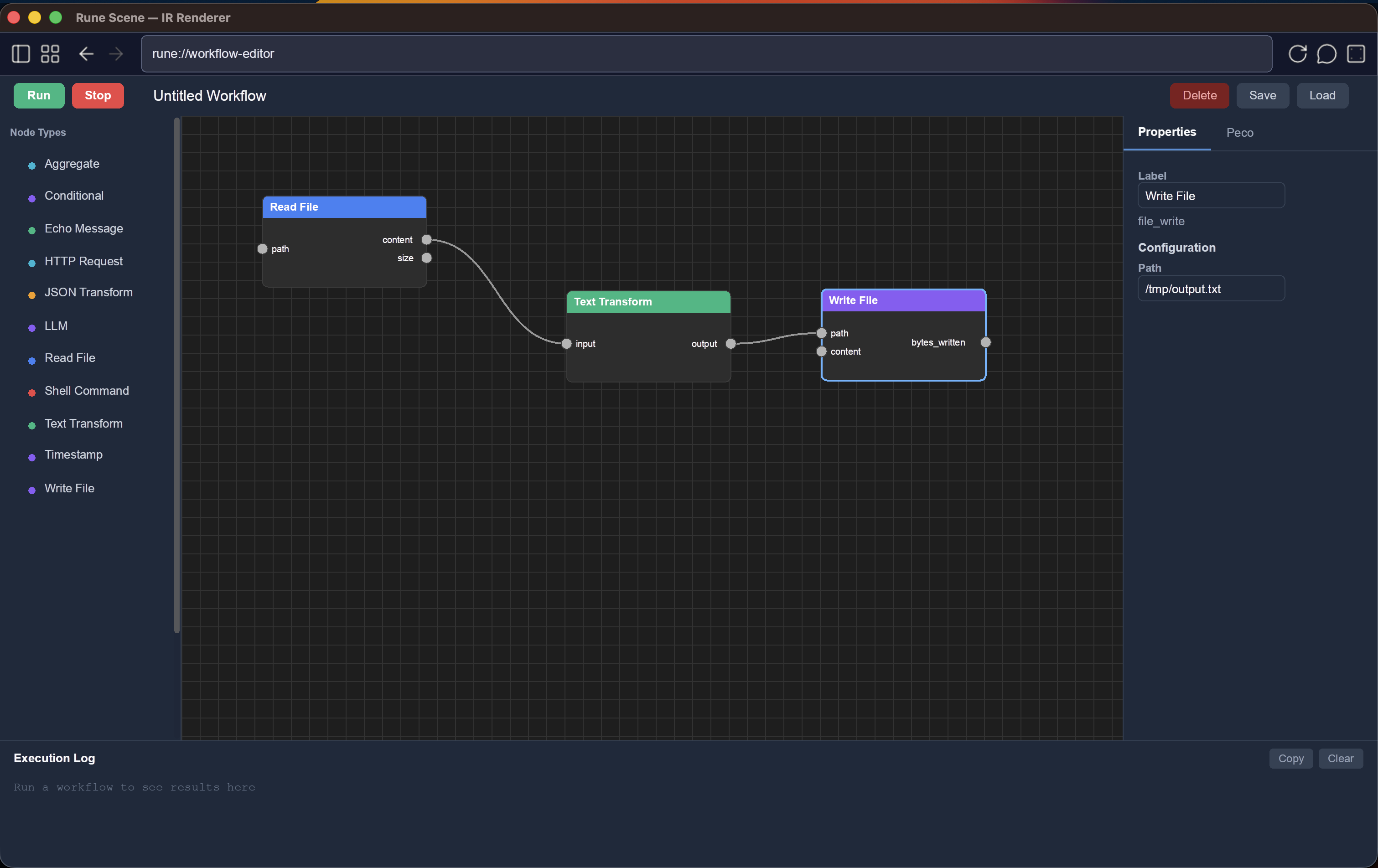 Workflow editor built in Detir